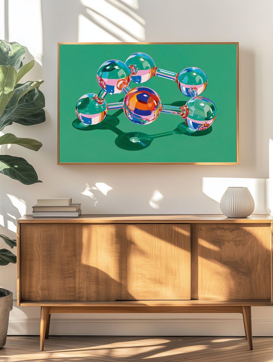 Colorful Molecular Structure Poster. — room view 3