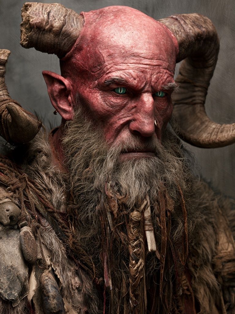 Horned Demon Portrait Print. poster — illustration art