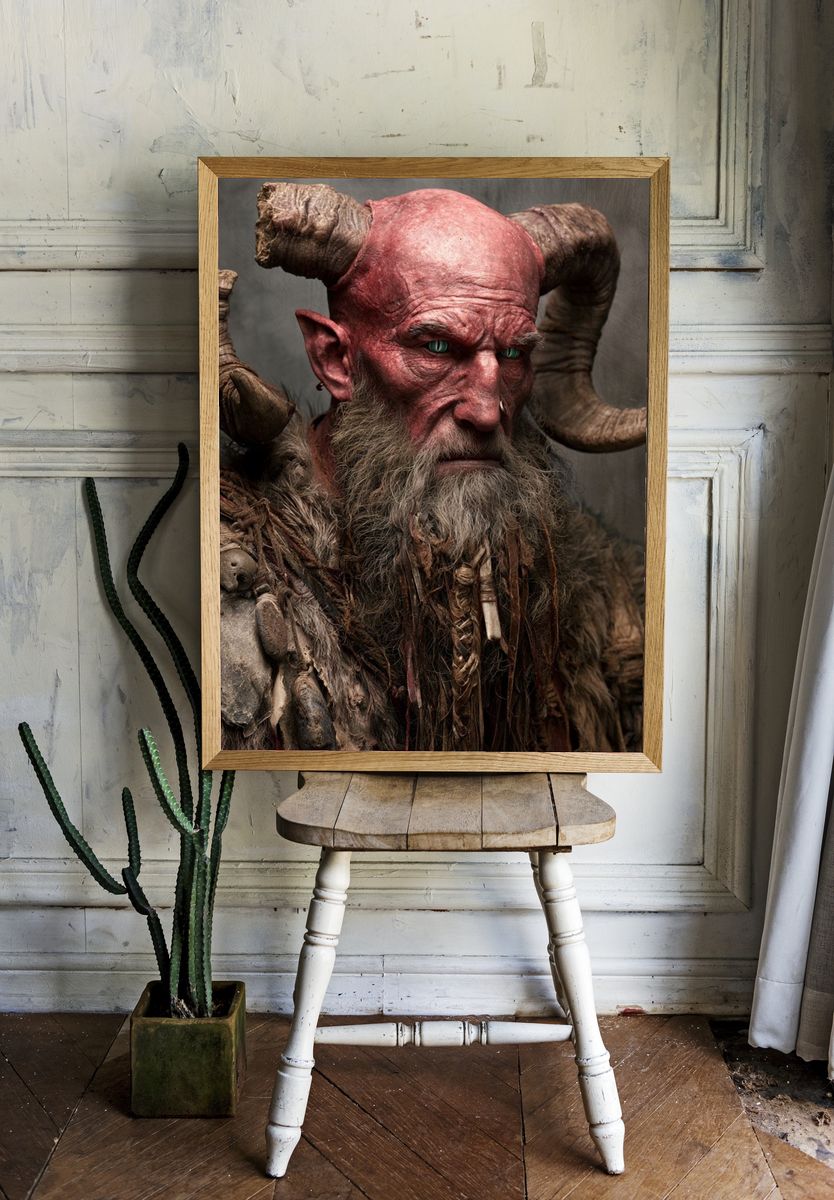 Horned Demon Portrait Print. room preview