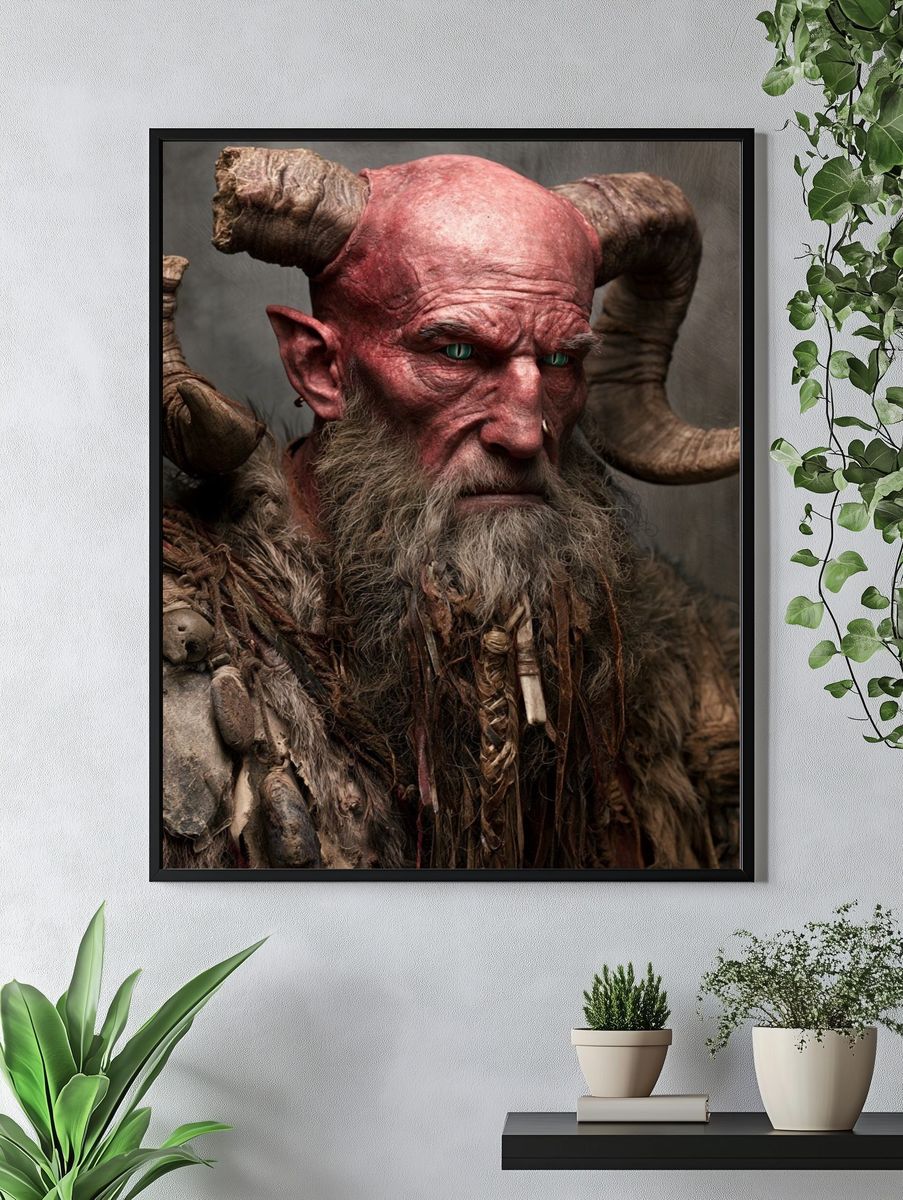 Horned Demon Portrait Print. — room view 4