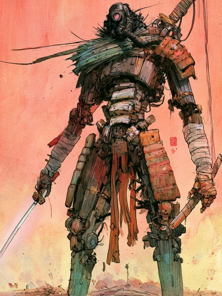 Samurai Mecha Warrior Illustration Poster. poster — illustration art