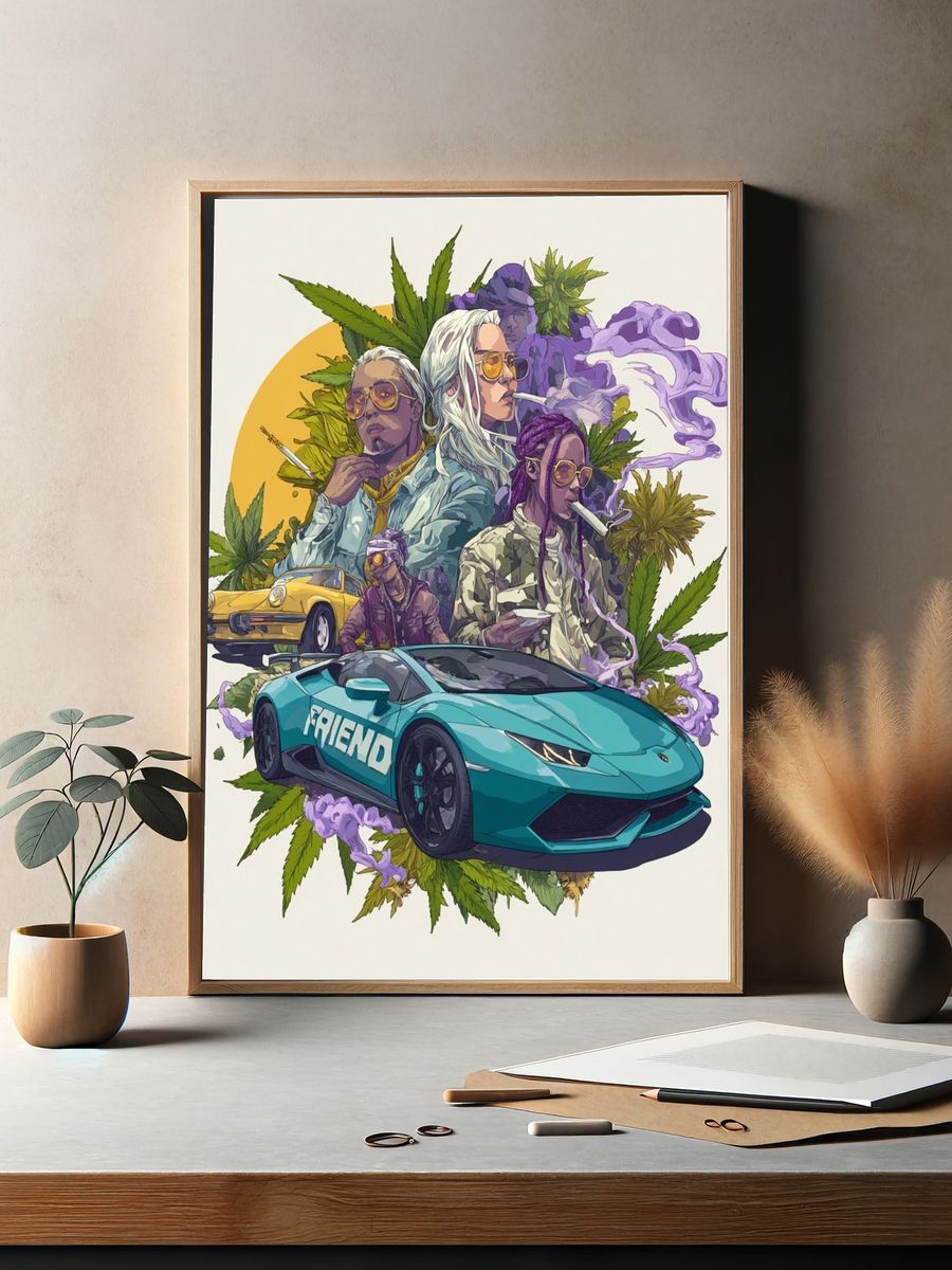 Cannabis Culture Illustration Poster. — room view 2