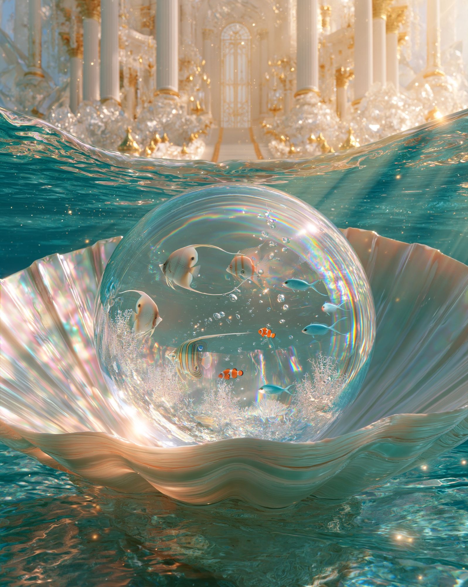 Dreamy Ocean Fantasy Illustration Poster. poster detail