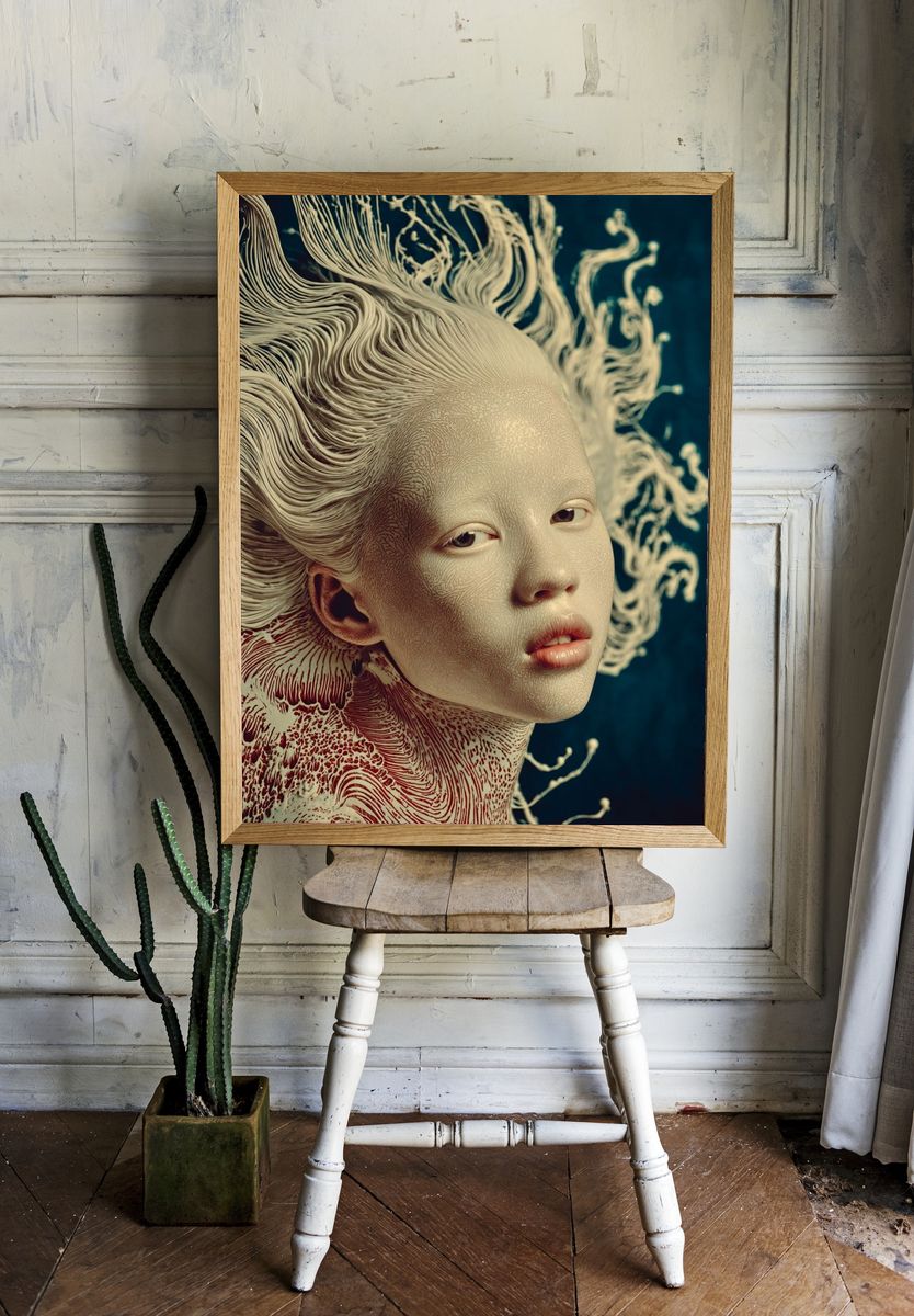 Surreal Portrait Digital Art Print. room preview