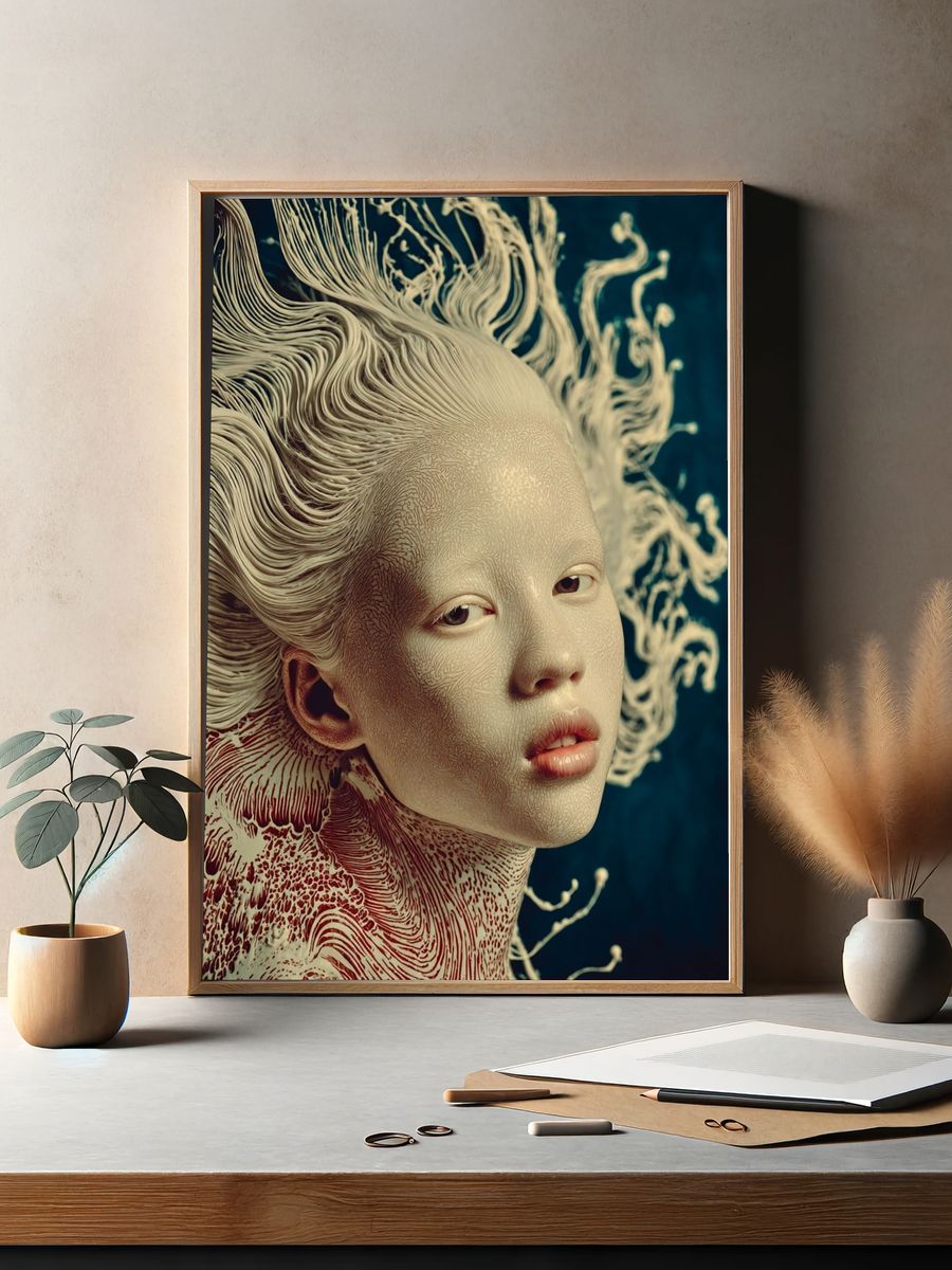 Surreal Portrait Digital Art Print. — room view 2
