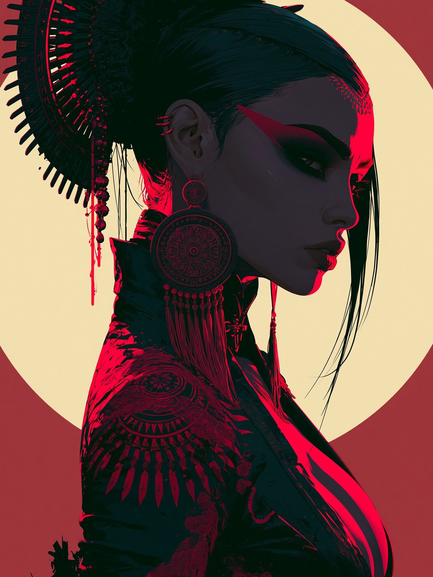 Geisha Neon Portrait Print. poster detail