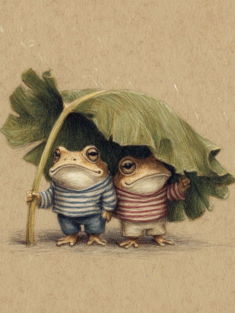 Frog Friends Illustration Poster. poster detail