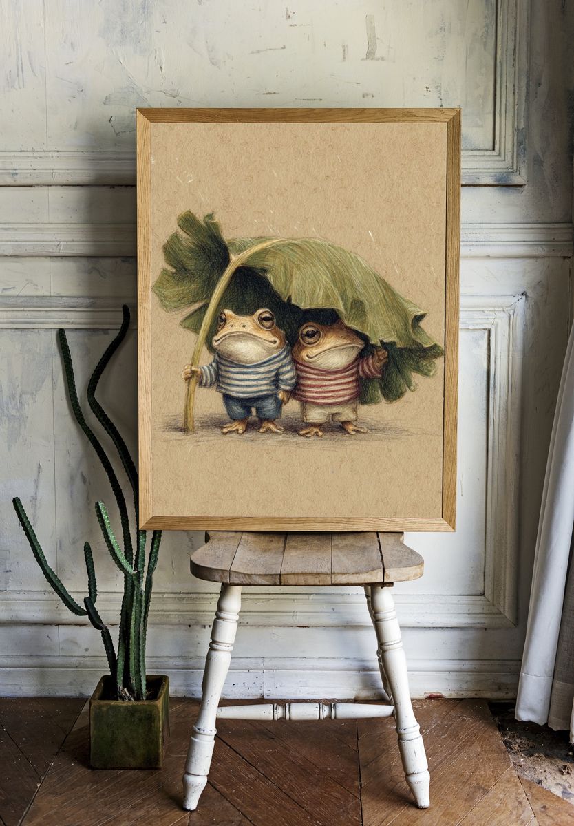 Frog Friends Illustration Poster. — room view 1