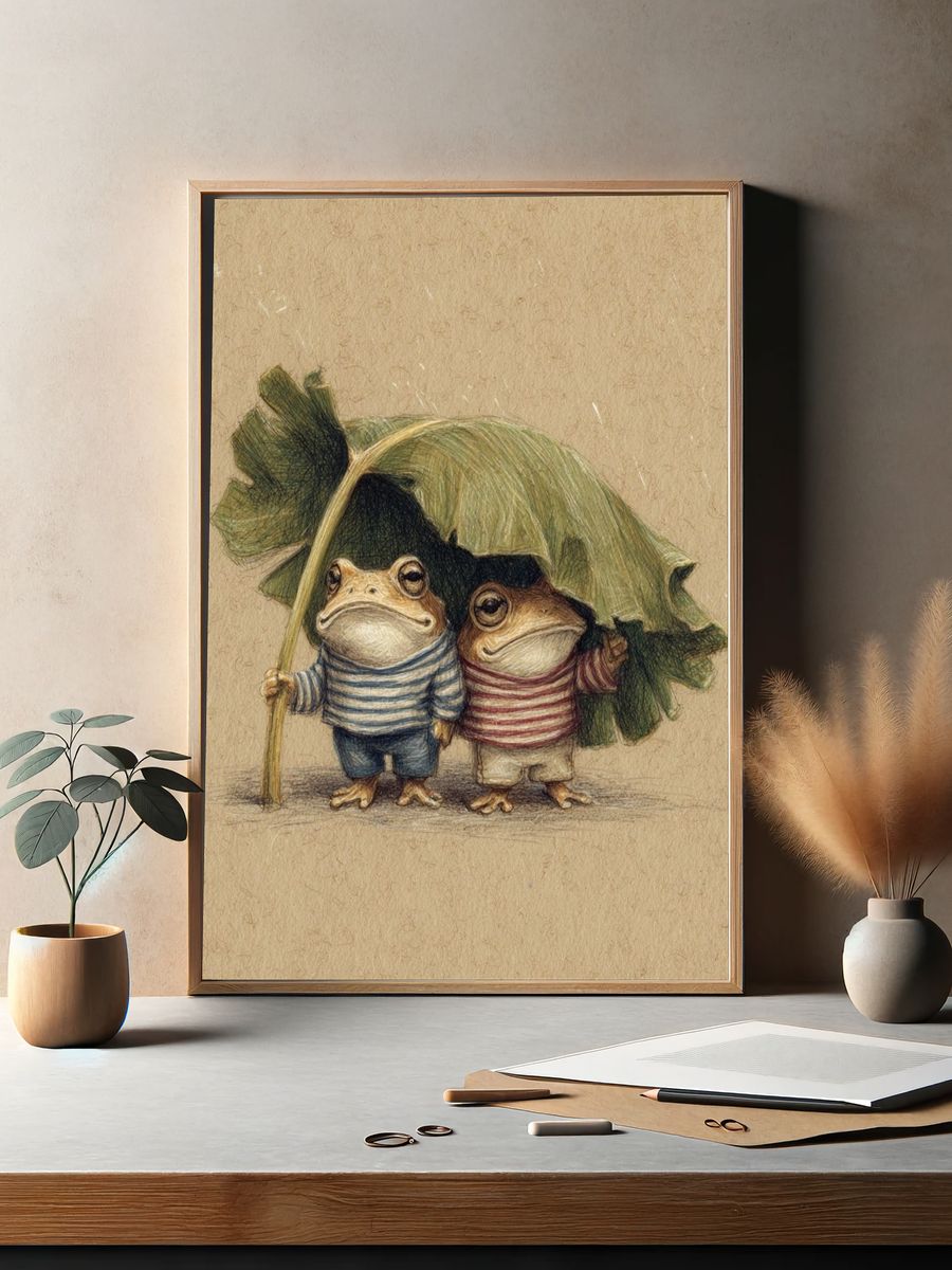 Frog Friends Illustration Poster. — room view 2
