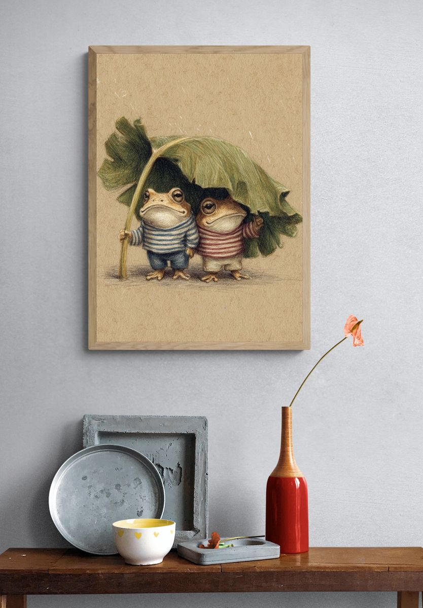 Frog Friends Illustration Poster. — room view 3