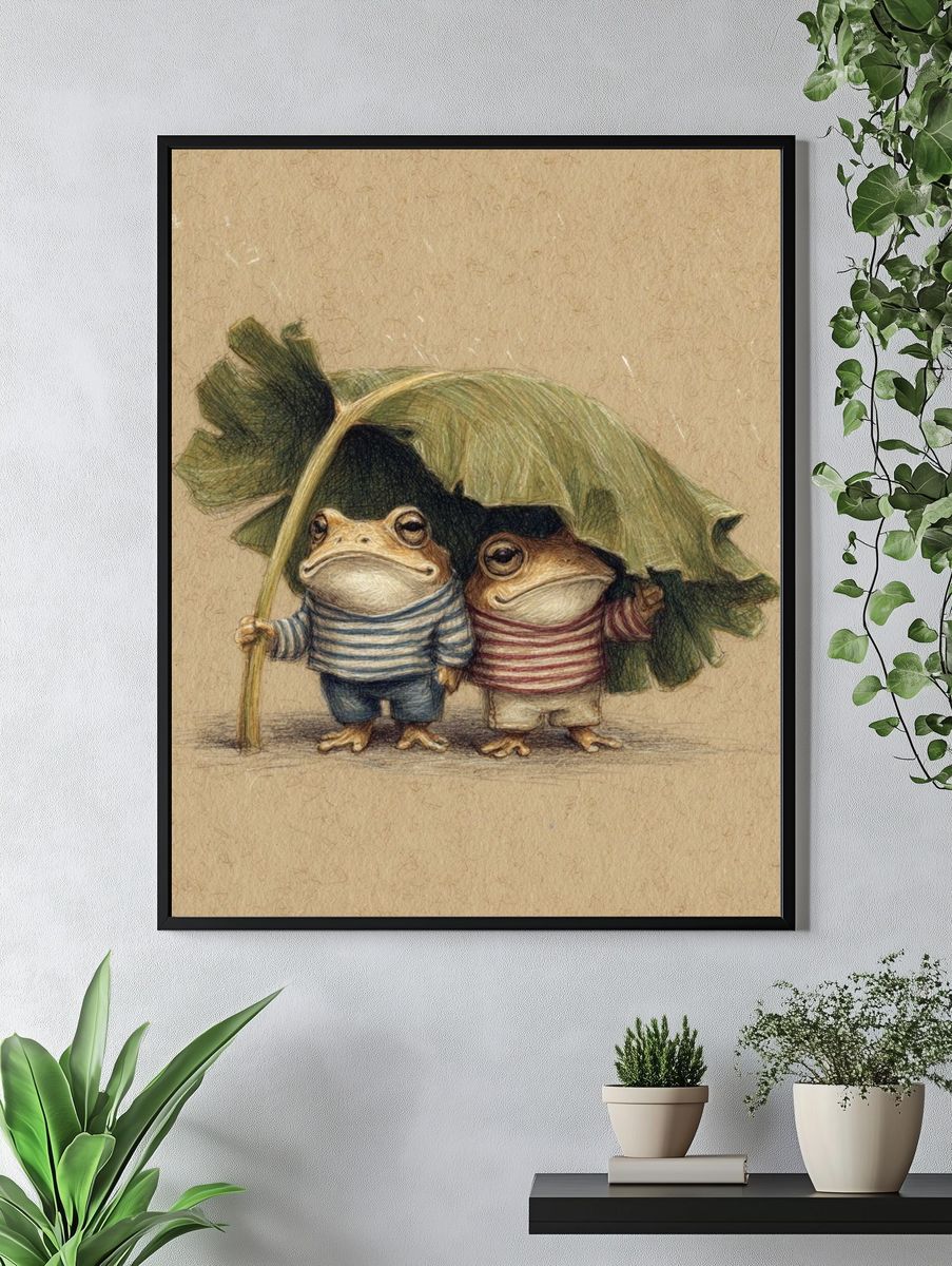 Frog Friends Illustration Poster. — room view 4