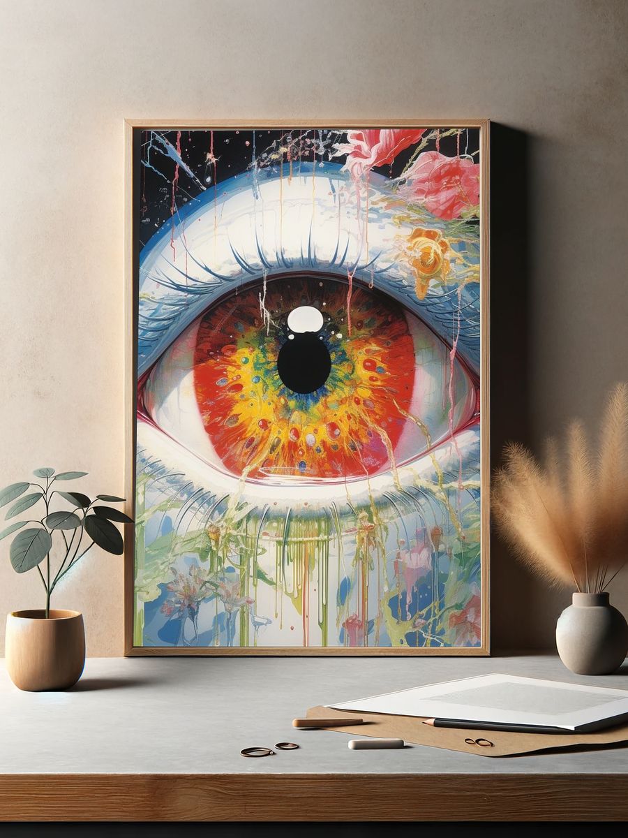 Surreal Rainbow Eye Illustration Poster. — room view 2