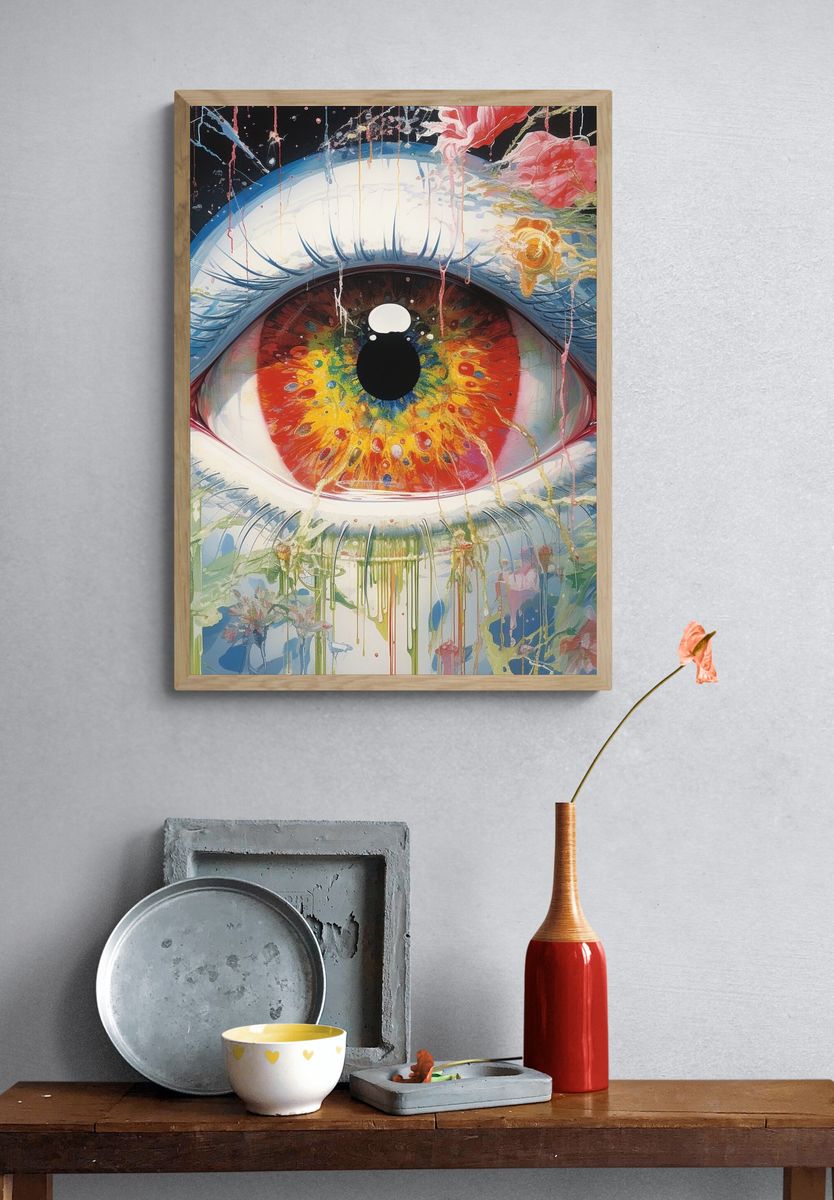 Surreal Rainbow Eye Illustration Poster. — room view 3