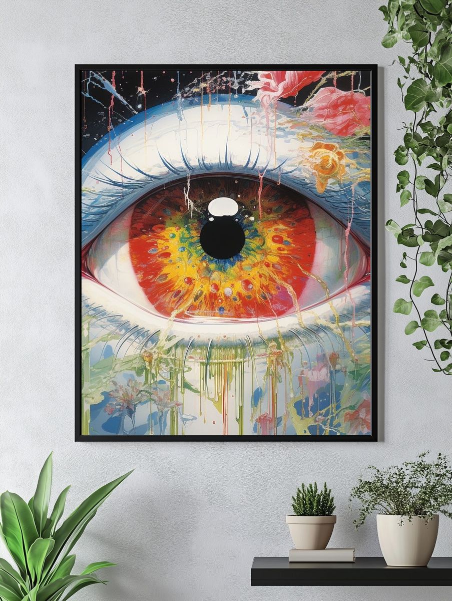 Surreal Rainbow Eye Illustration Poster. — room view 4