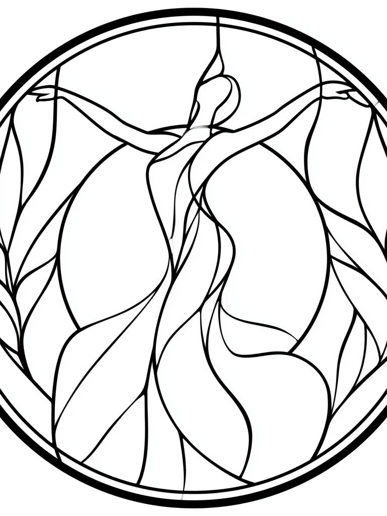 Stained Glass Dancer Line Art Poster. poster detail