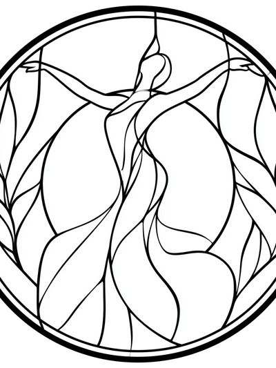 Stained Glass Dancer Line Art Poster.
