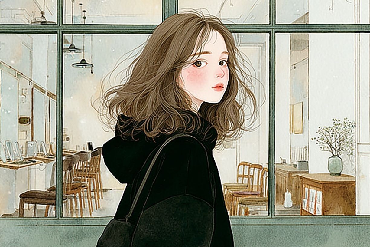 Girl by the Window Illustration Print. poster detail