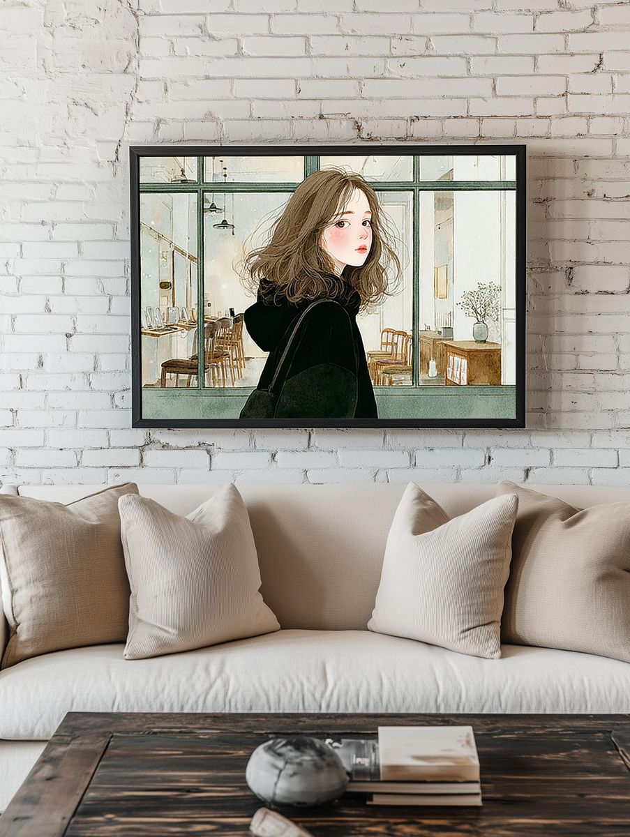 Girl by the Window Illustration Print. — room view 1