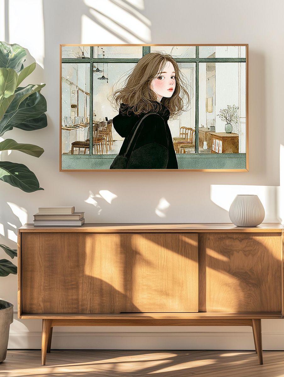 Girl by the Window Illustration Print. — room view 3