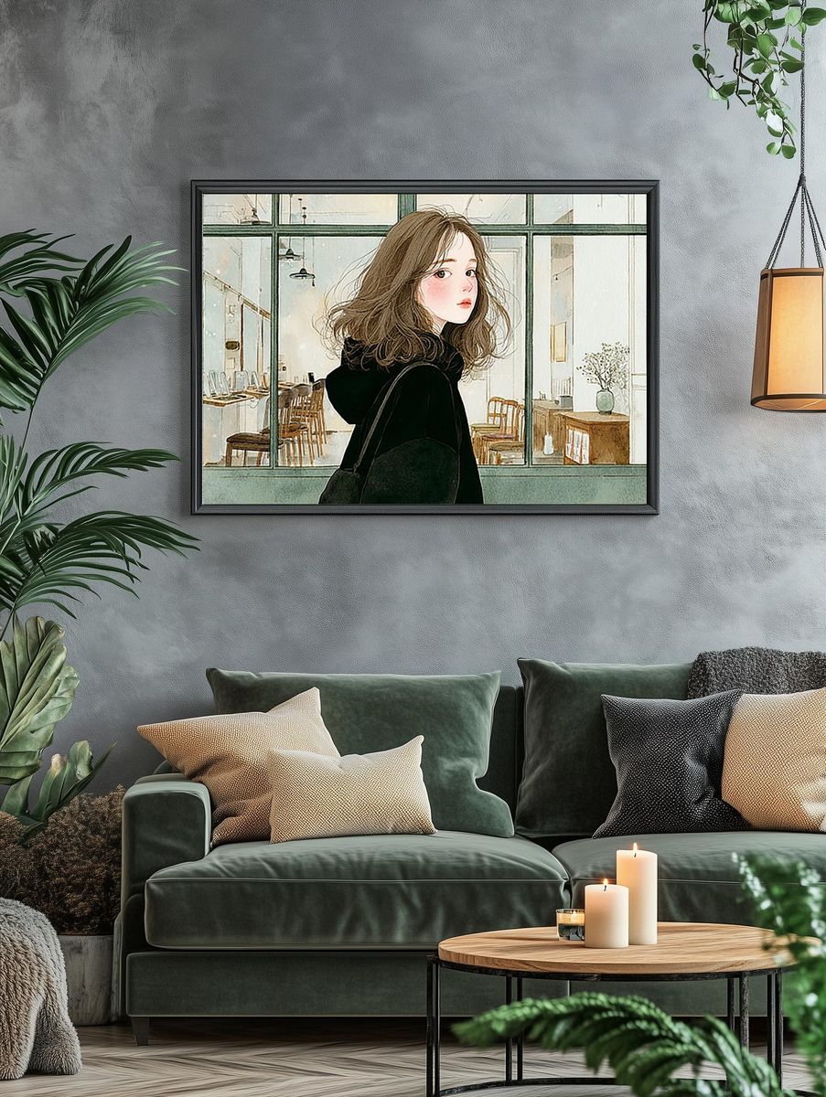 Girl by the Window Illustration Print. — room view 4