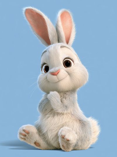 Cute White Bunny Illustration Poster.