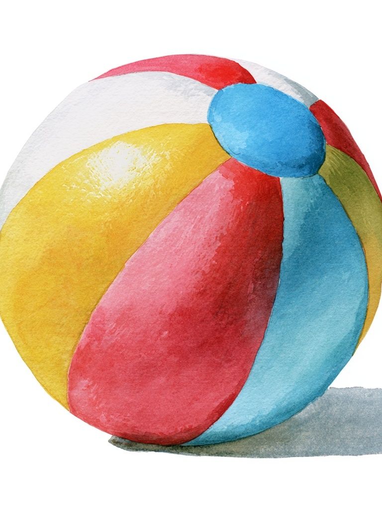 Watercolor Beach Ball Illustration Poster. poster detail