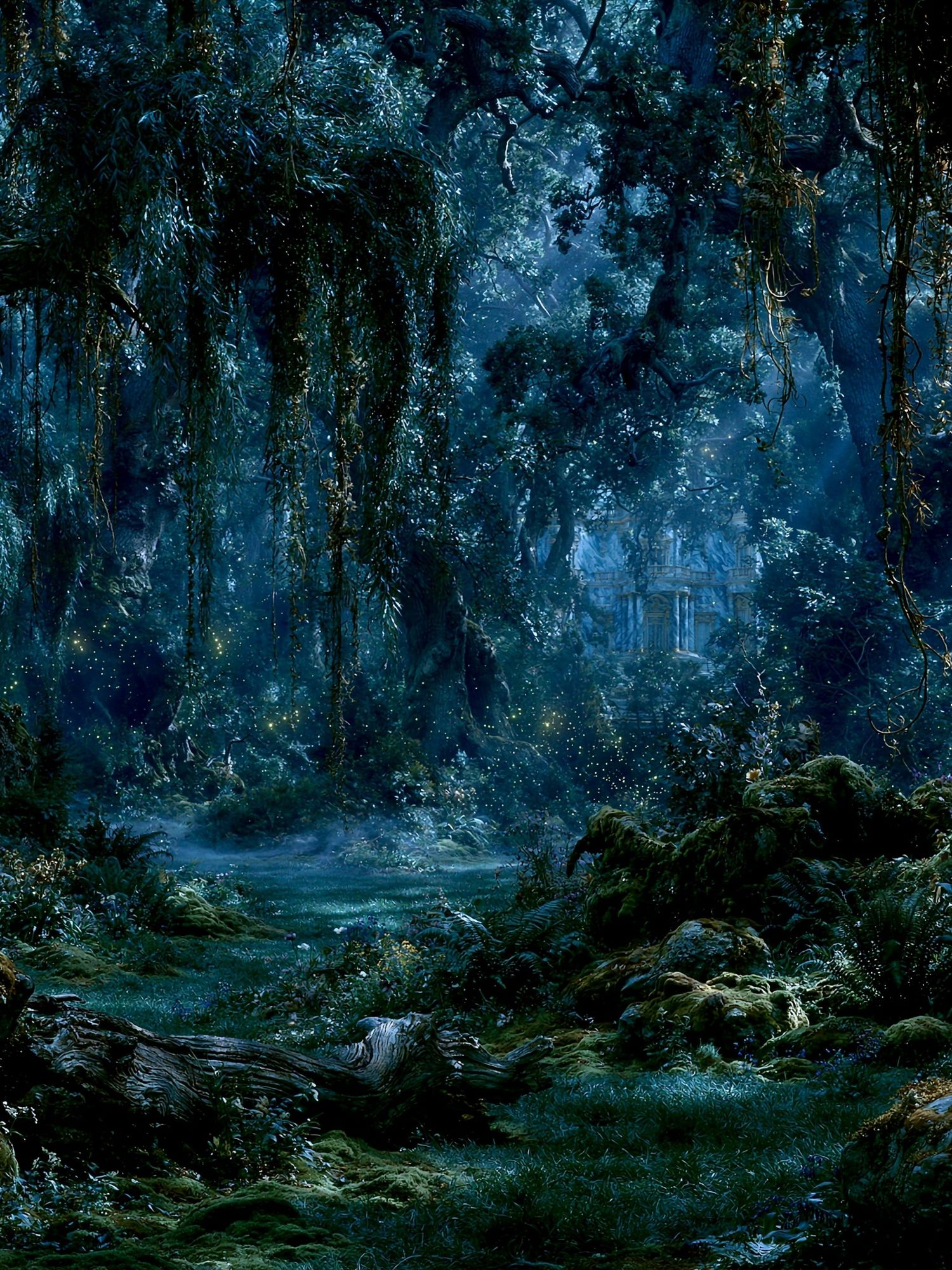 Enchanted Moonlit Forest Print. poster — illustration art