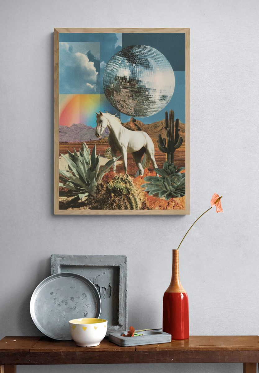 Desert Disco Horse Collage Poster. — room view 3