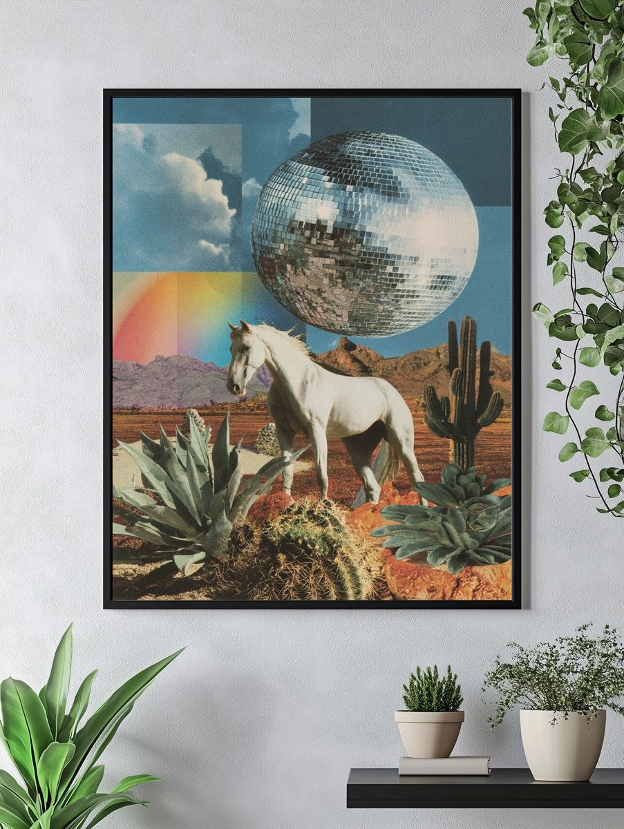 Desert Disco Horse Collage Poster. — room view 4