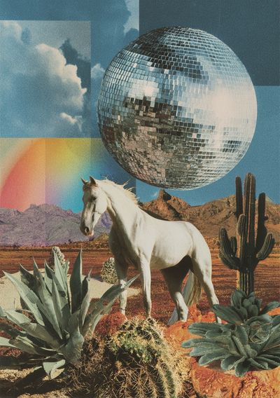 Desert Disco Horse Collage Poster. poster print