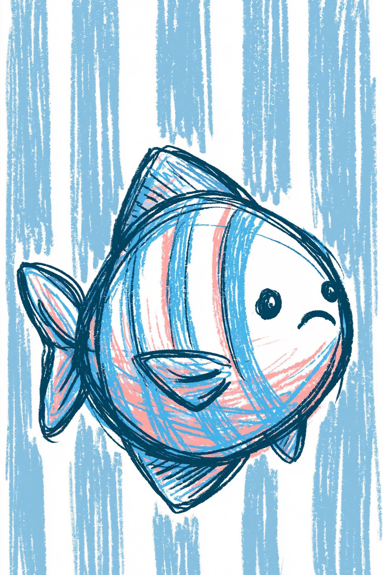 Sad Fish Illustration Poster. poster detail