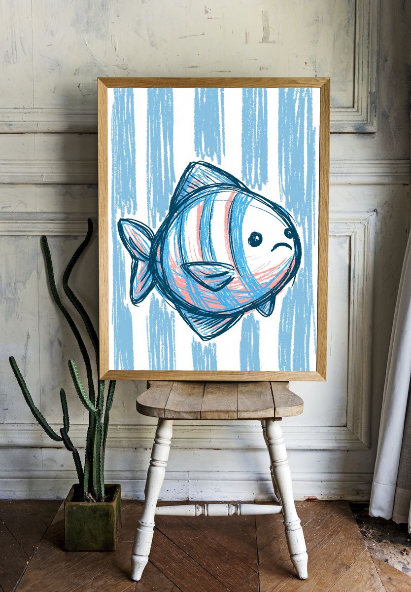 Sad Fish Illustration Poster. room preview