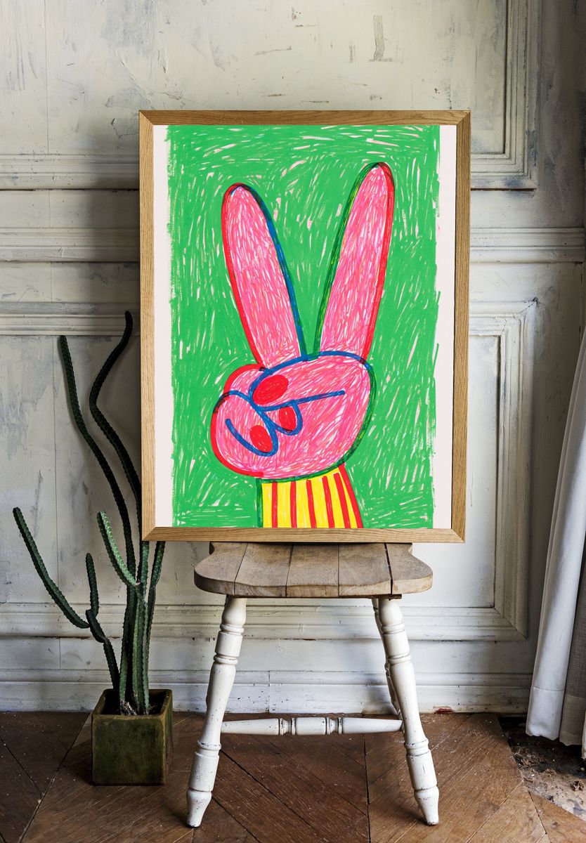 Playful Bunny Illustration Poster. room preview