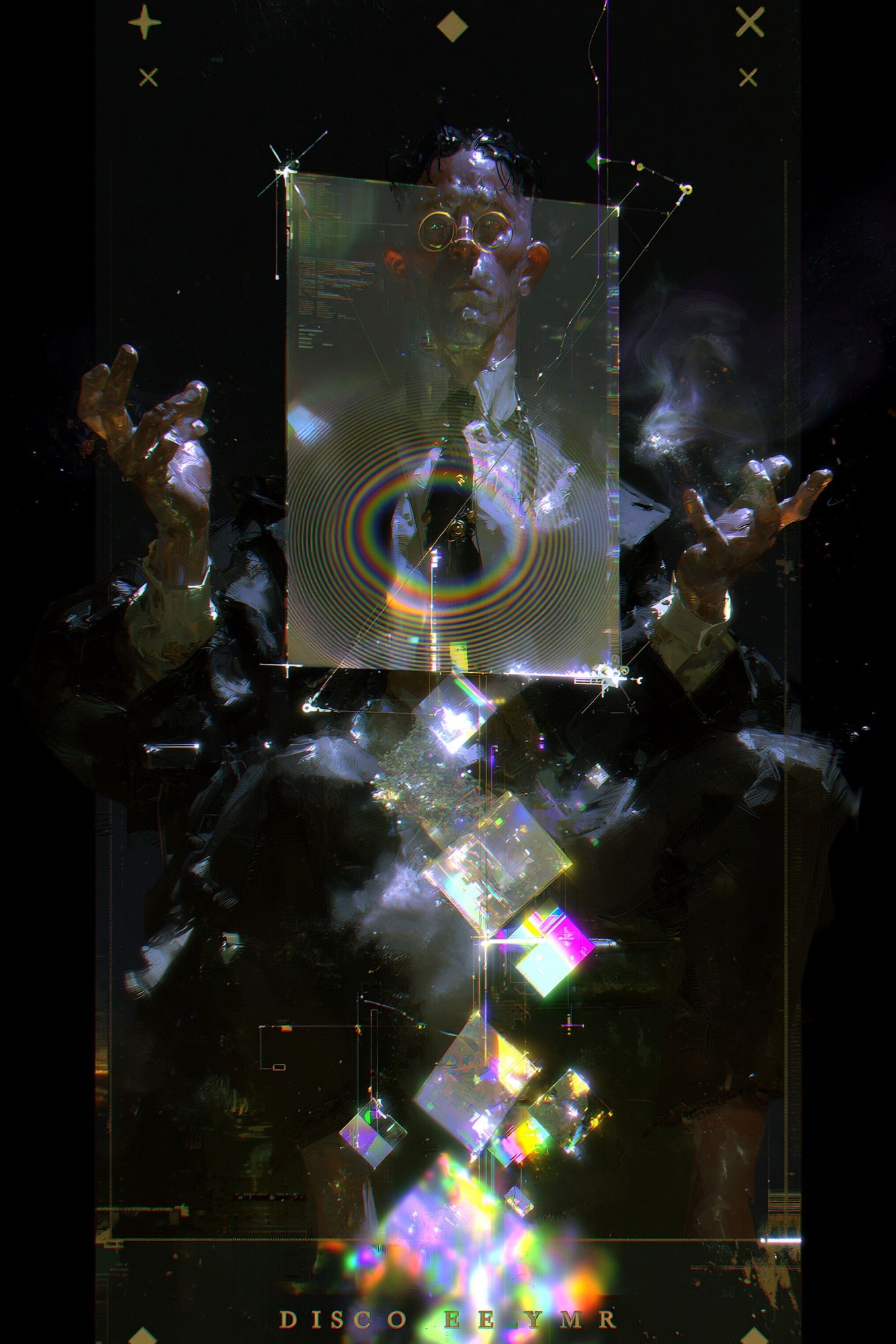 Disco Eeymr Cyberpunk Print. poster — illustration art