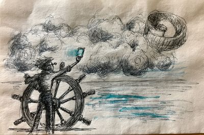 Sailor at the Helm Illustration Poster.