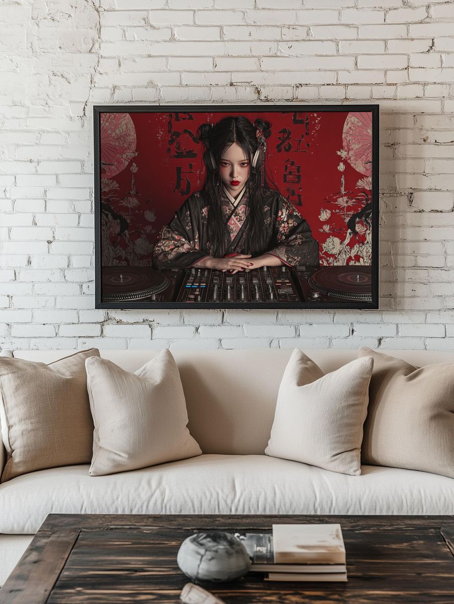 Geisha DJ Red Noir Poster. — room view 1