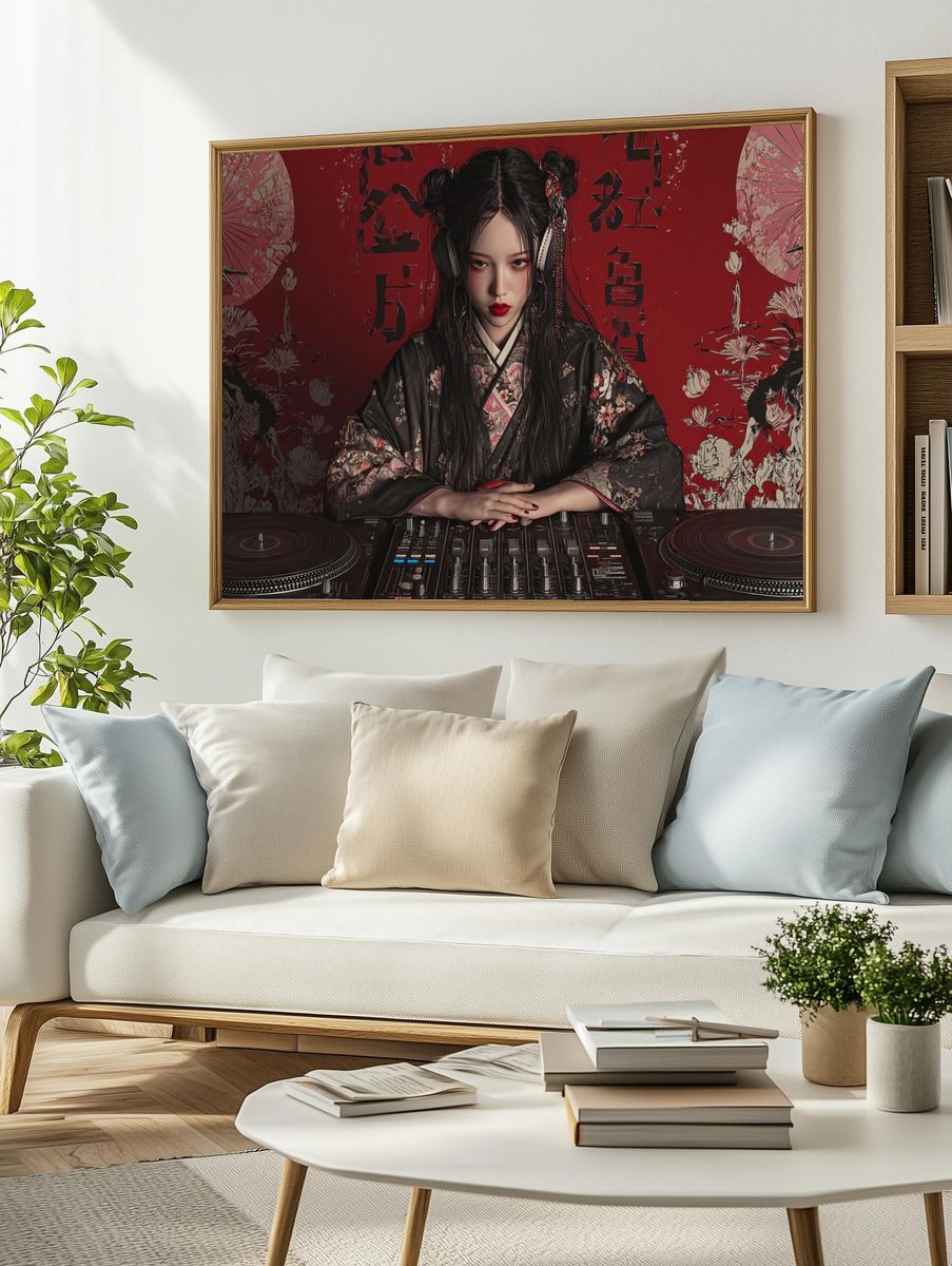 Geisha DJ Red Noir Poster. — room view 2