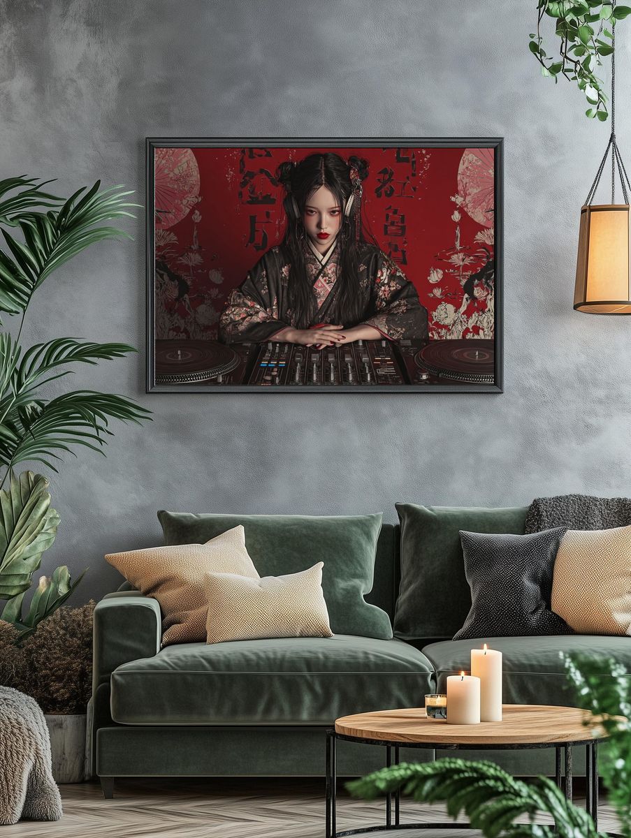 Geisha DJ Red Noir Poster. — room view 4