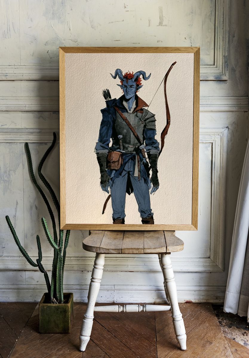 Tiefling Archer Illustration Poster. room preview