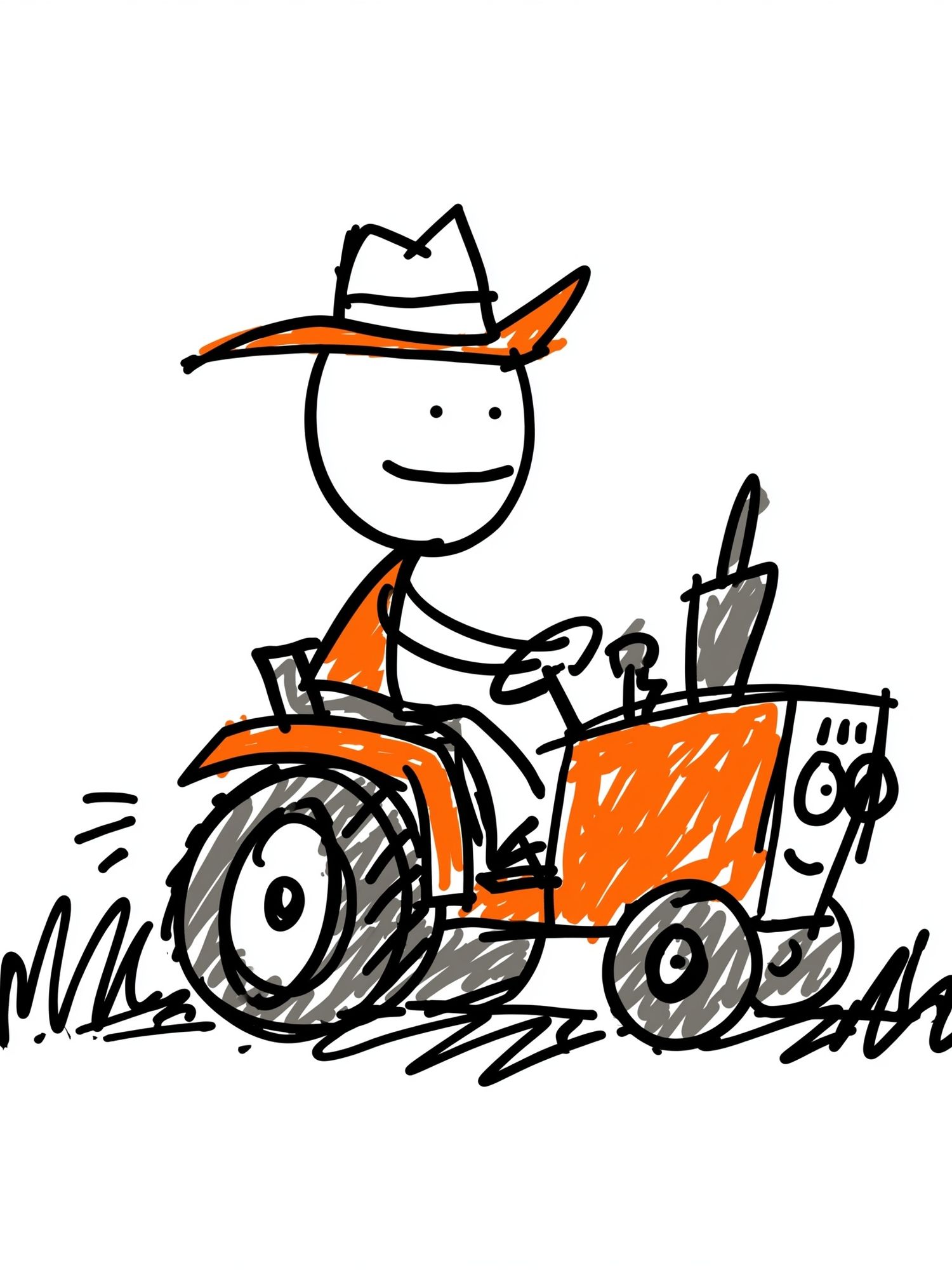 Cowboy Tractor Cartoon Print. poster detail