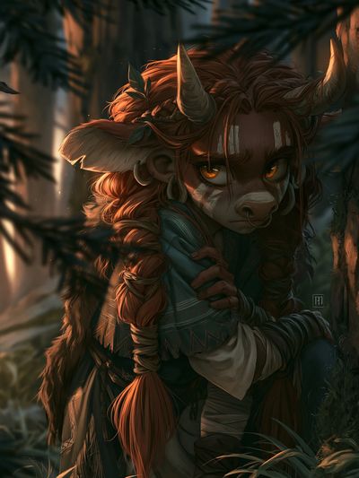 Forest Horned Character Illustration Print. poster