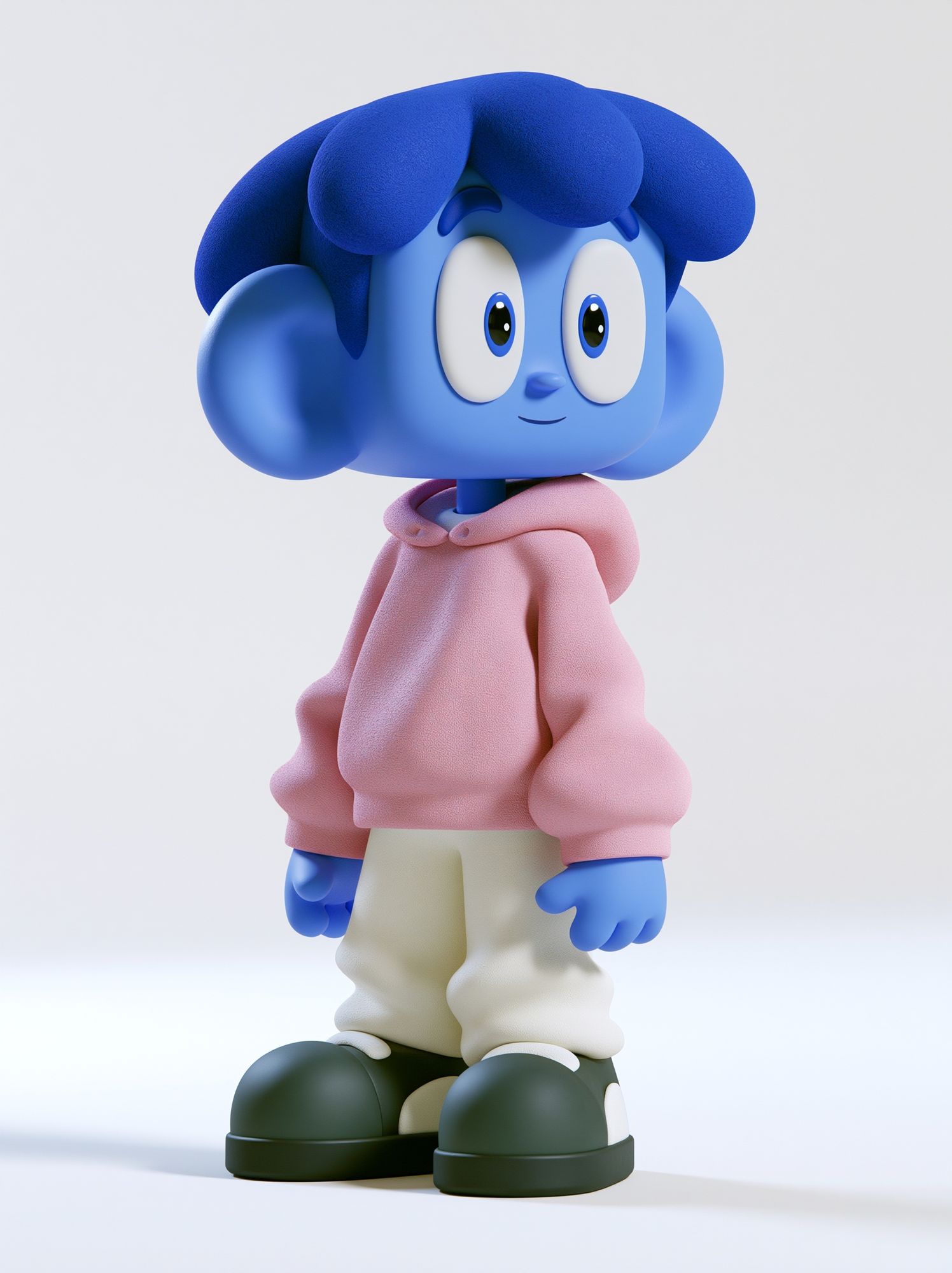 Blue Cartoon Character Portrait Print. poster — illustration art