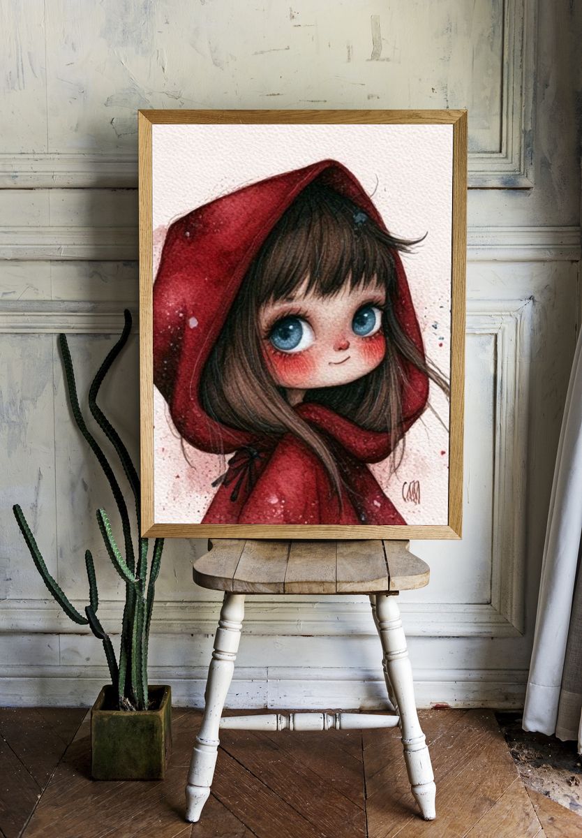 Little Red Riding Hood Illustration Poster. room preview