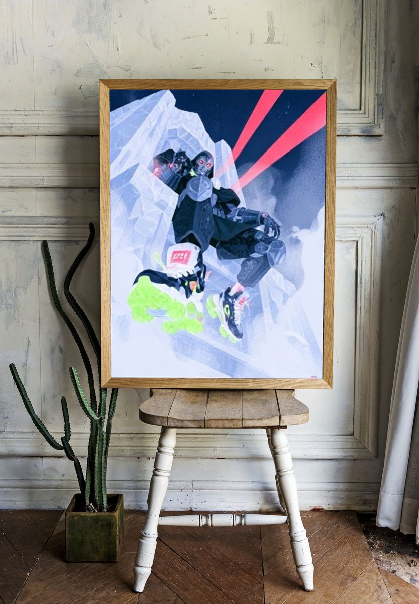 Mecha Skater Digital Art Poster. — room view 1