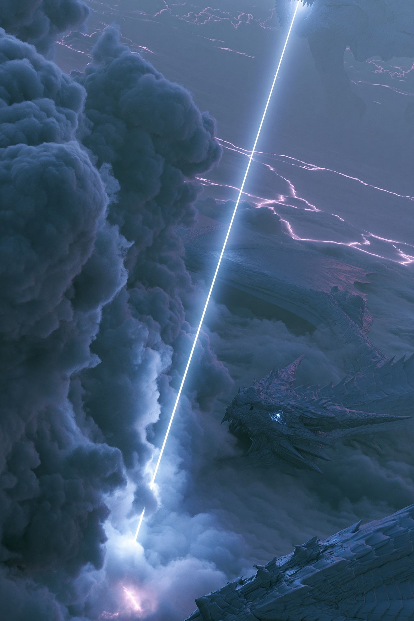 Dragon Storm Sky Illustration Poster. poster — illustration art