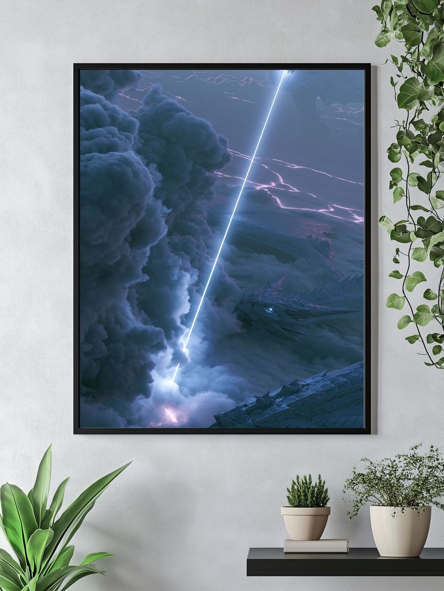 Dragon Storm Sky Illustration Poster. — room view 4
