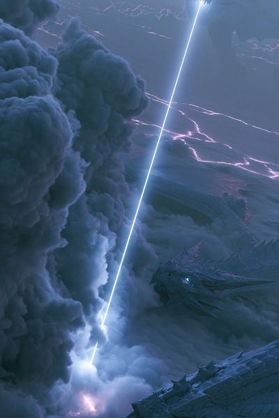 Dragon Storm Sky Illustration Poster.