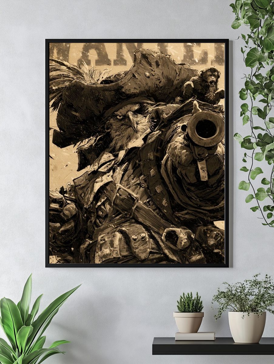 War Monkey Cannon Illustration Poster. — room view 4