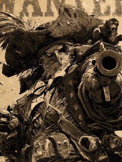 War Monkey Cannon Illustration Poster.