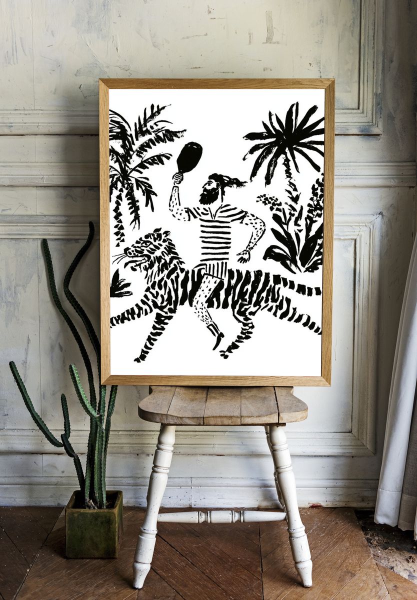 Jungle Rider Ink Poster. room preview